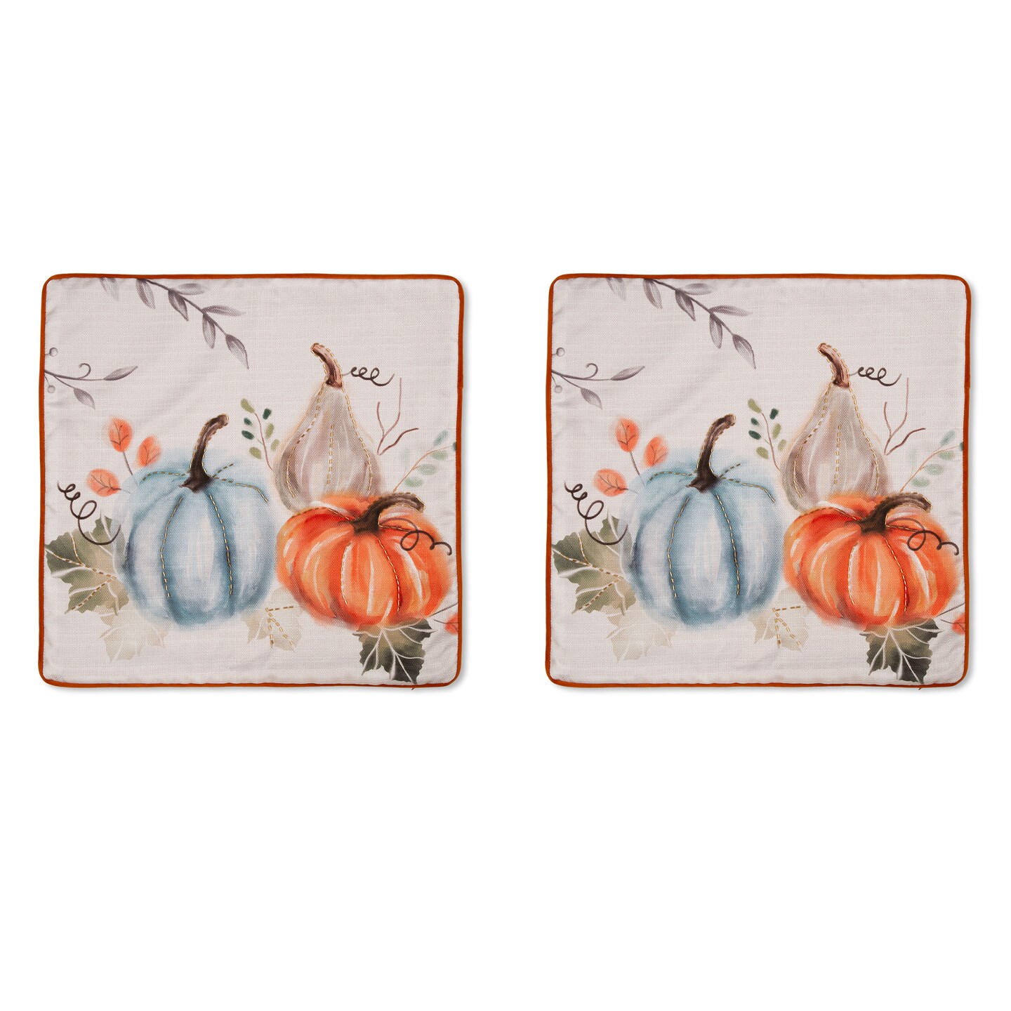 Set of 2 20&#x22;L*20&#x22;W Faux Burlap Pumpkin Pillow Cover