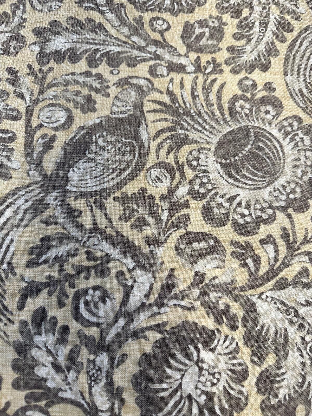 1 Yard Waverly Desert Bird Linen Rayon Blend Fabric, Upholstery Drapery Print 54&#x22; Wide
