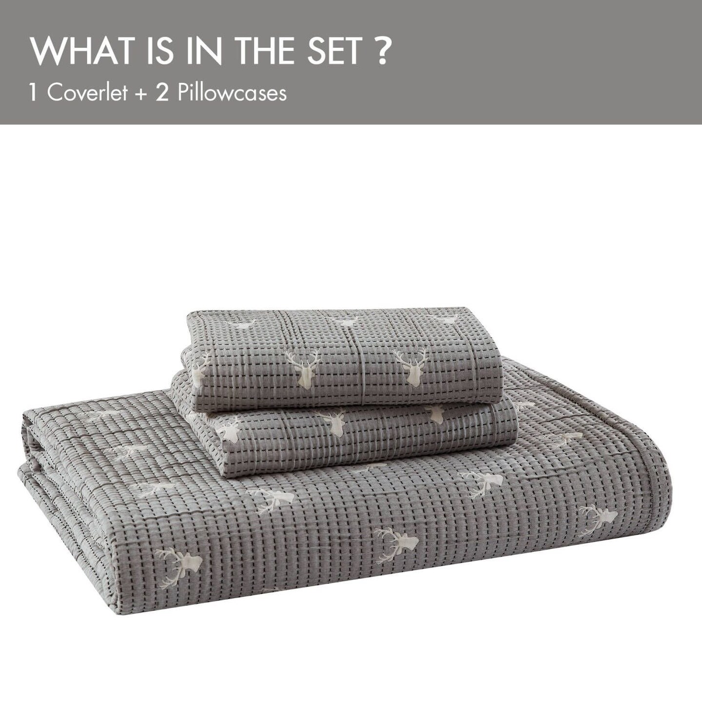 Edge Collections - Gray - Keystone 3 PCS Full/Queen Coverlet Set