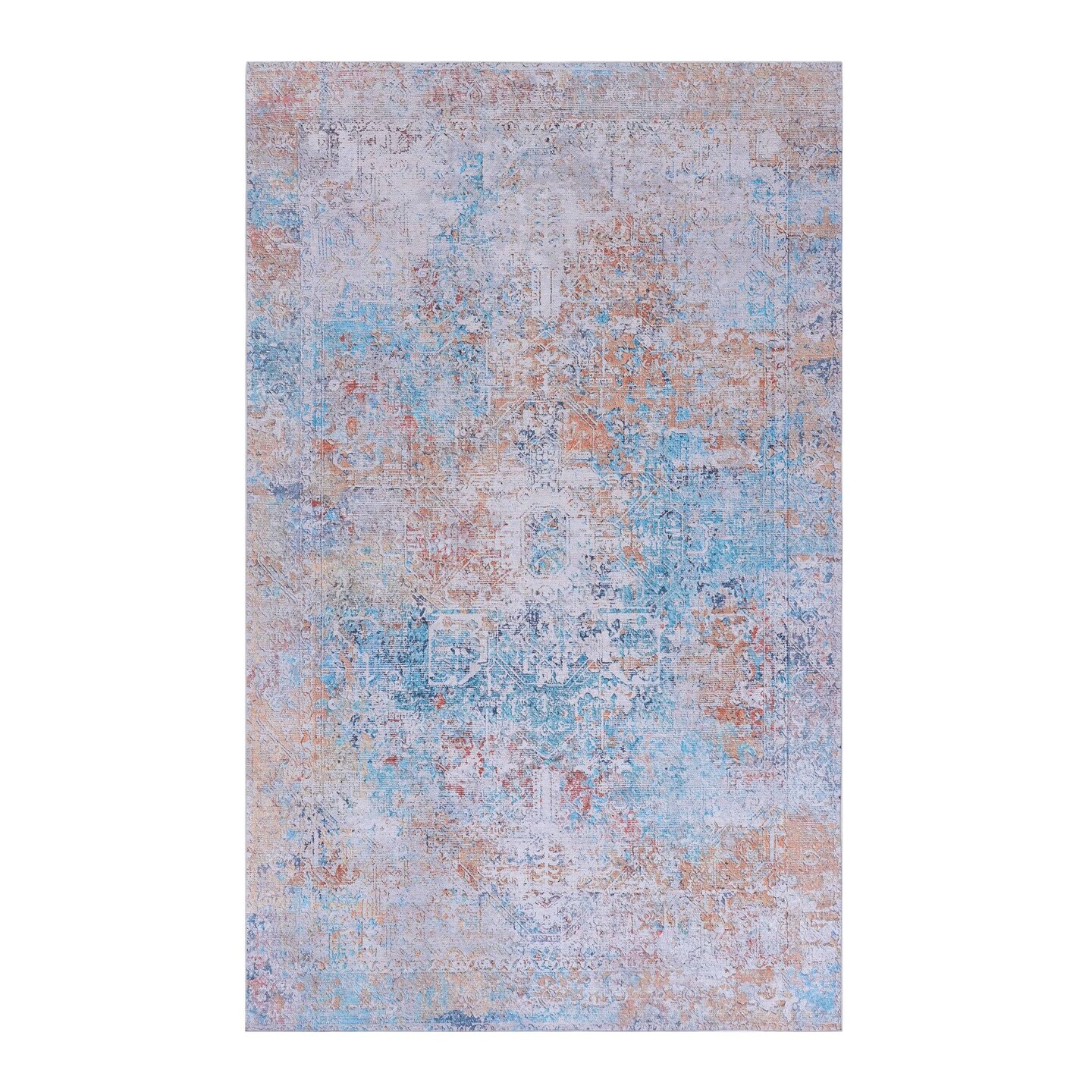 Edge Collections - 9" x 12" - Multicolor - Naar Washable Area Rug Low-Pile Non-Slip Non-Shedding Kid & Pet Friendly - 1 Piece
