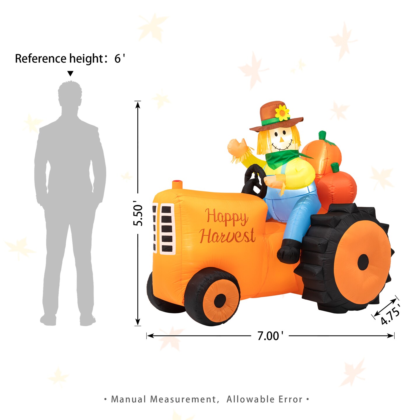 Set of 2 7ft Fall Lighted Inflatable Tractor Decor