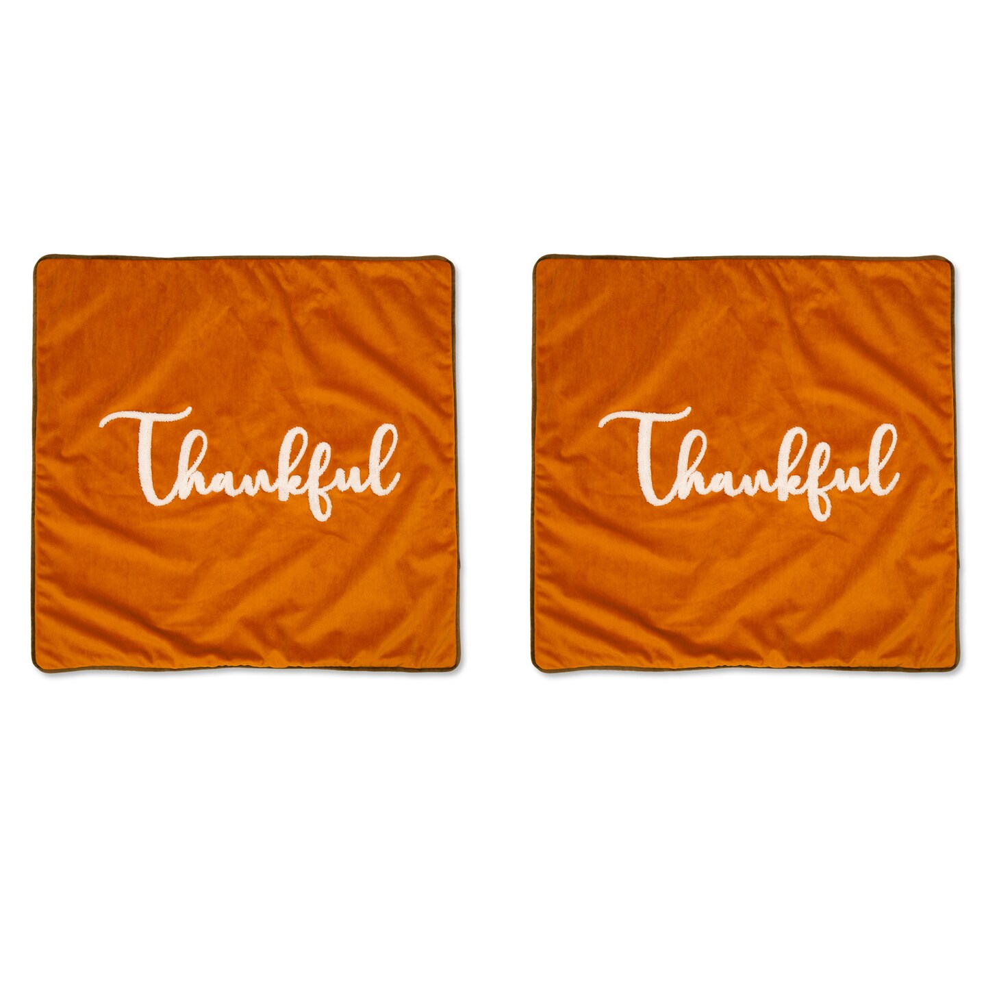 Set of 2 20&#x22;L*20&#x22;W Velvet Pillow Cover With &#x201C;Thankful&#x201D; Word
