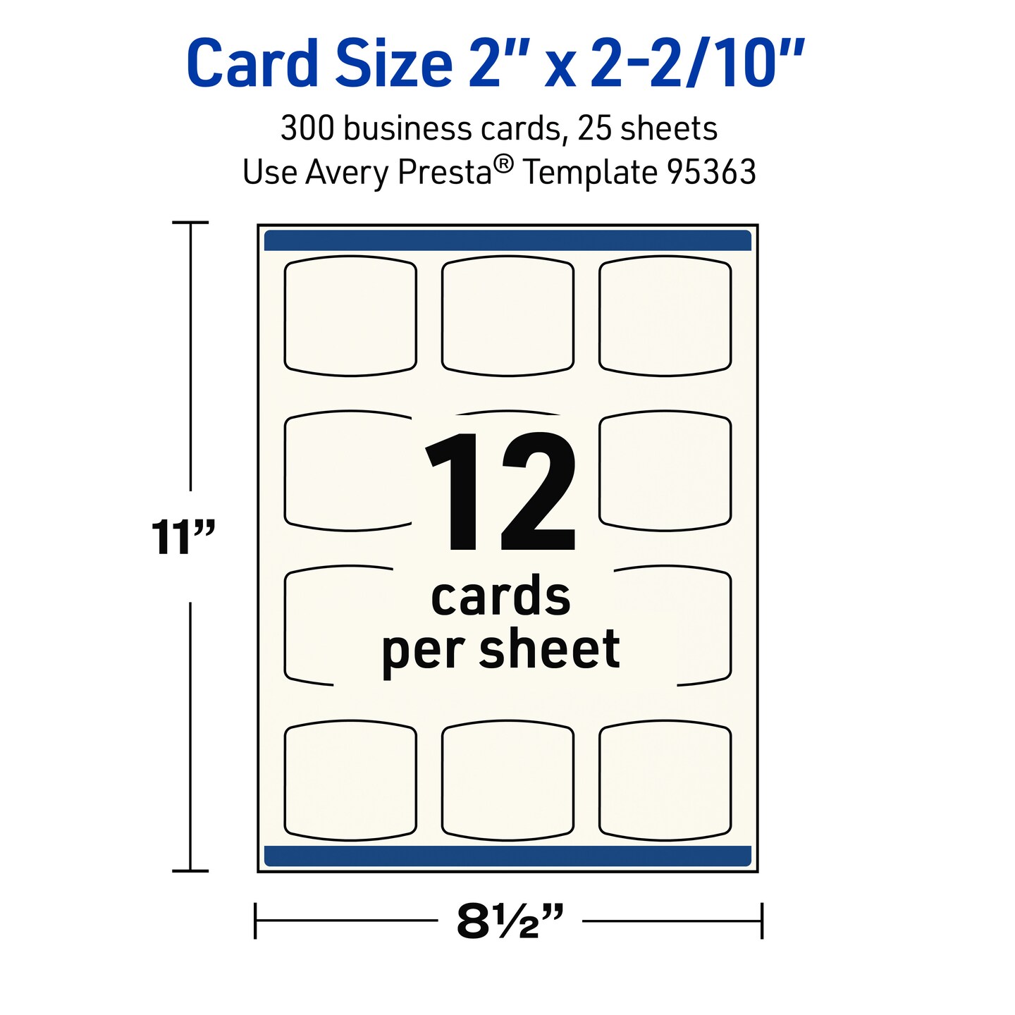 Avery Printable Arched Square Business Cards, Sure Feed Technology, 2" x 2-2/10", Matte Ivory Cardstock, Print-to-The-Edge, Laser/Inkjet Printable, 120 Total