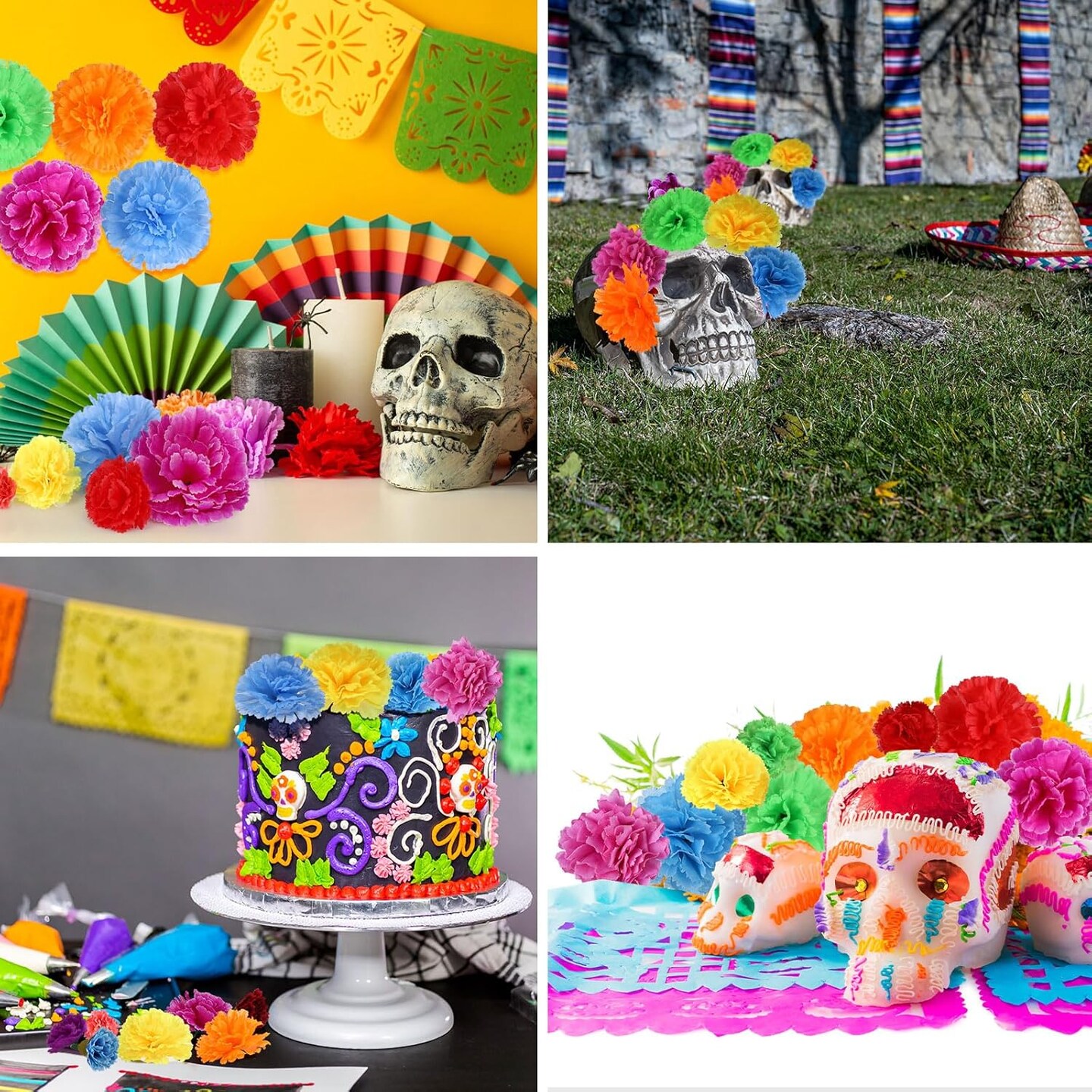 108 Pcs Marigold Flower Heads Bulk Day of The Dead (Colorful)