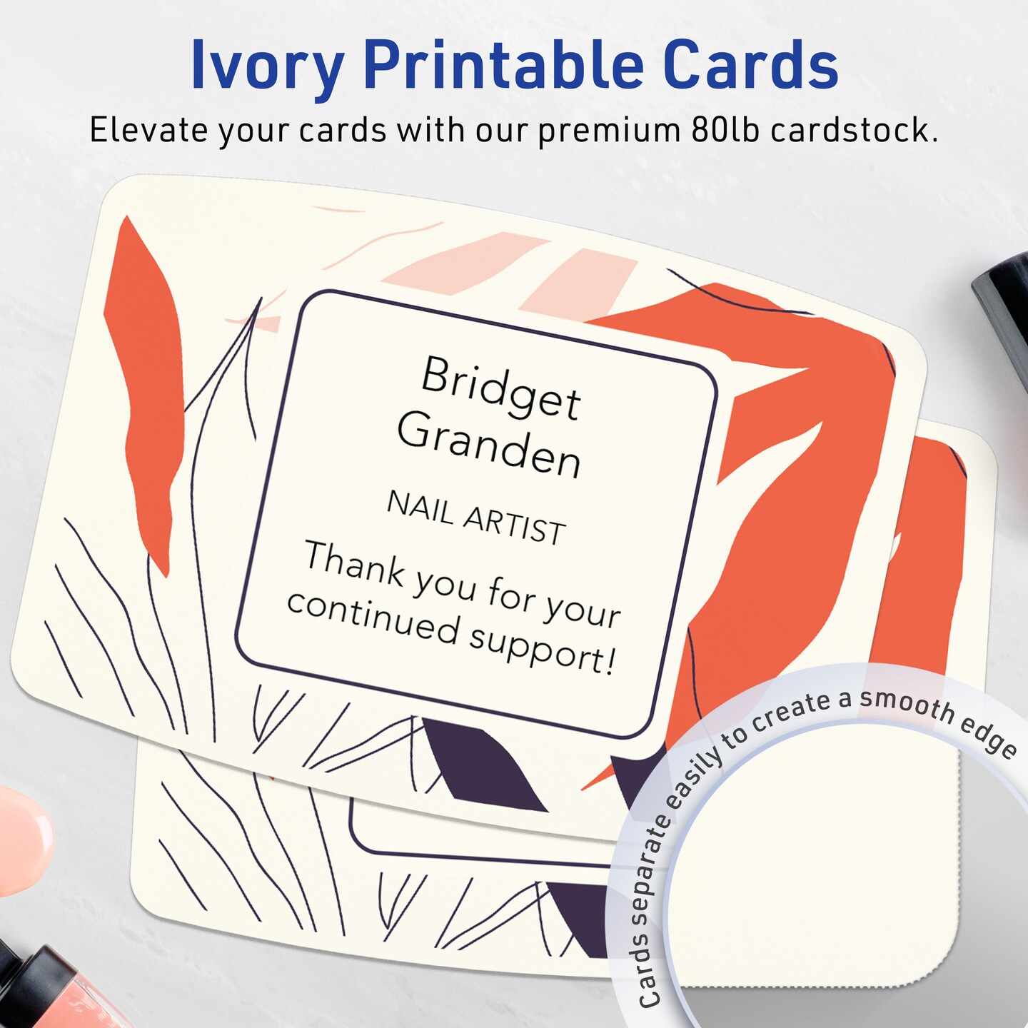 Avery Printable Arched Rectangle Flat Cards, Sure Feed Technology, 5" x 7", Matte Ivory Cardstock, Laser/Inkjet Printable, 20 Total, Great for Product Branding, Marketing, and More