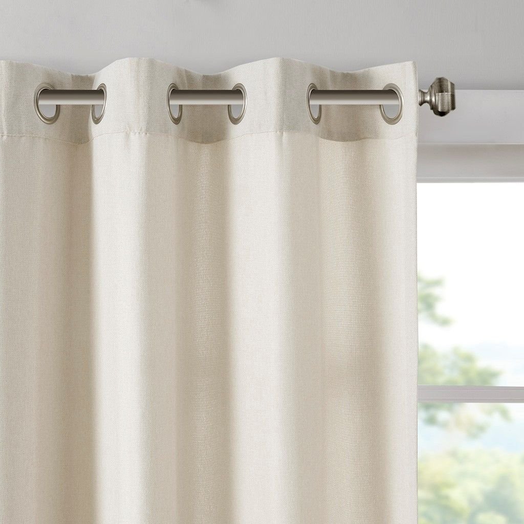Edge Collections - 50" x 95" - Cream - Madison Park Solid Dyed Grommet Top Curtain Panel - 1 Piece
