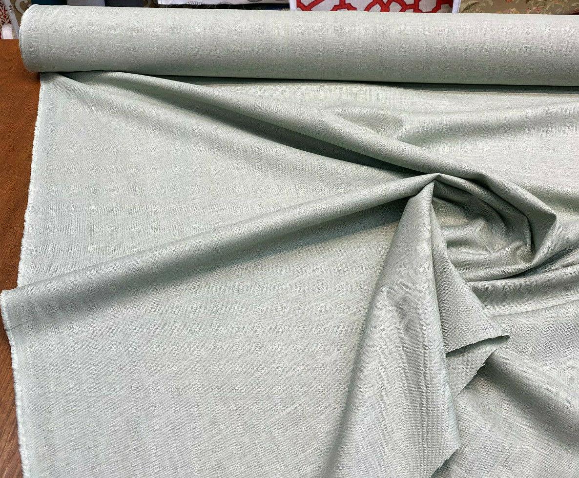 1 Yard Sage Light Green Linen Rayon Upholstery Drapery Fabric 54" Wide
