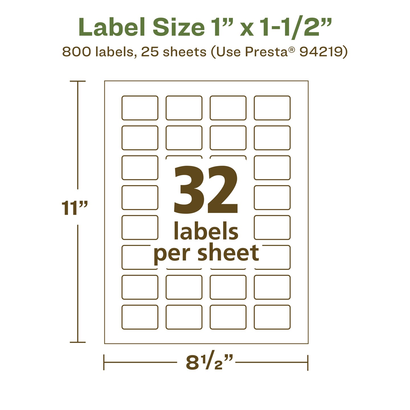 Avery Recycled Matte White Labels, 1" x 1-1/2" Rectangle