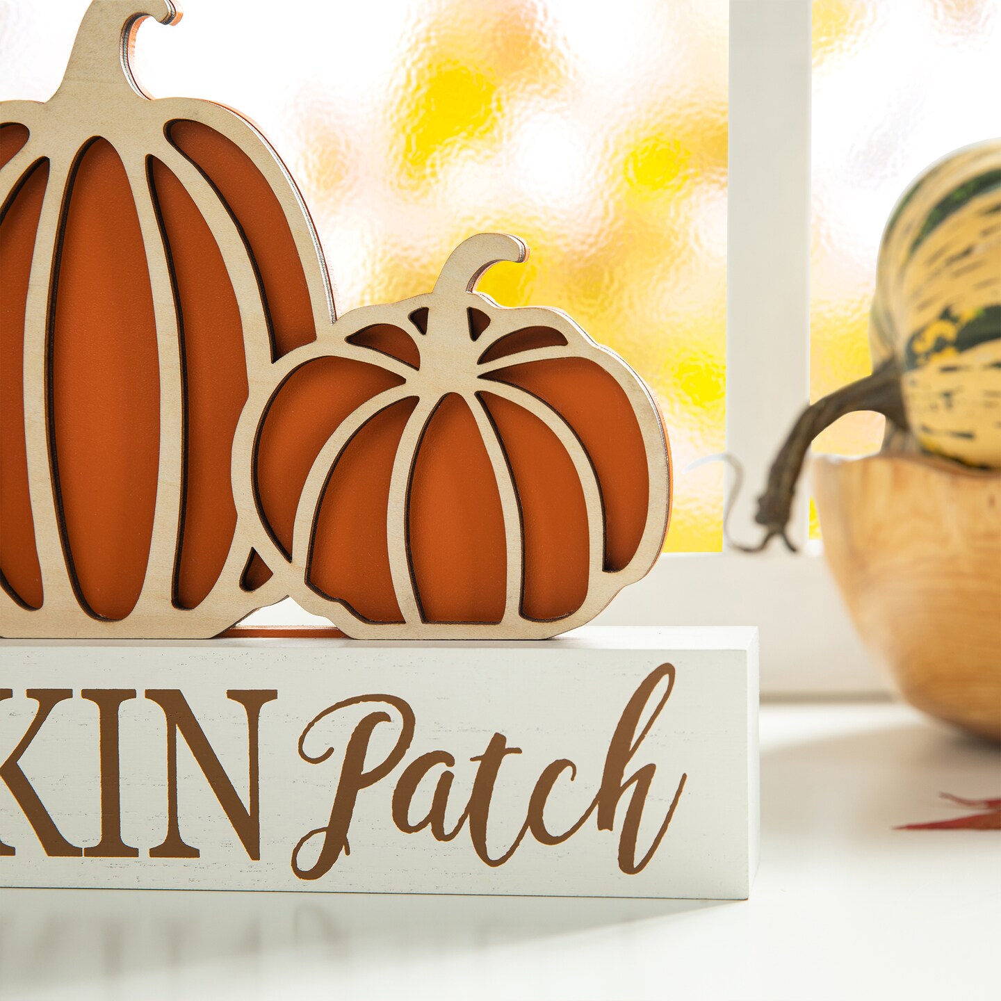 Set of 2 11.75"L Fall Wooden "PUMPKIN PATCH" Pumpkins Table Sign
