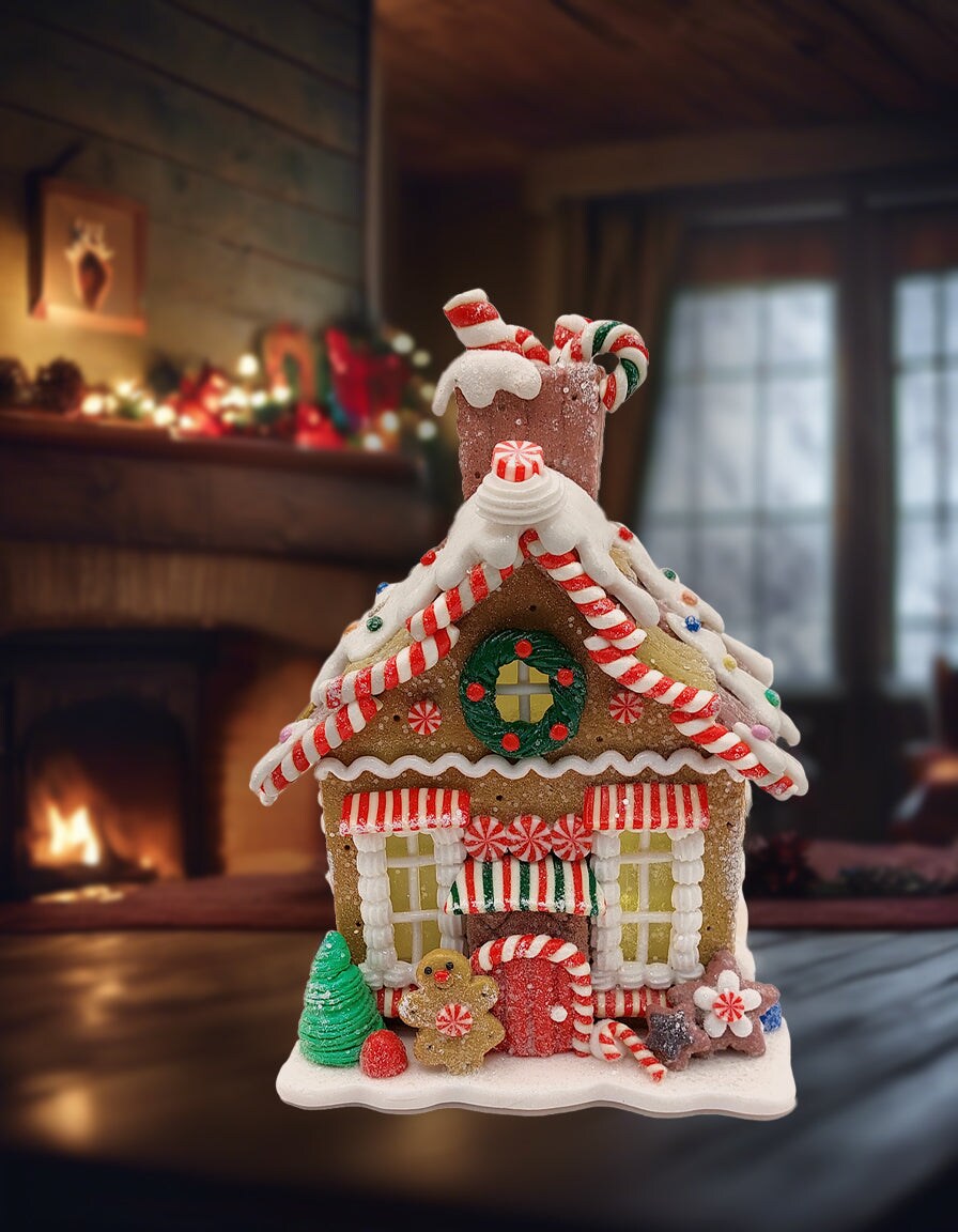 Christmas Gingerbread Candy House. Wizardi Festive Decoration F07-N2-21-KA605A
