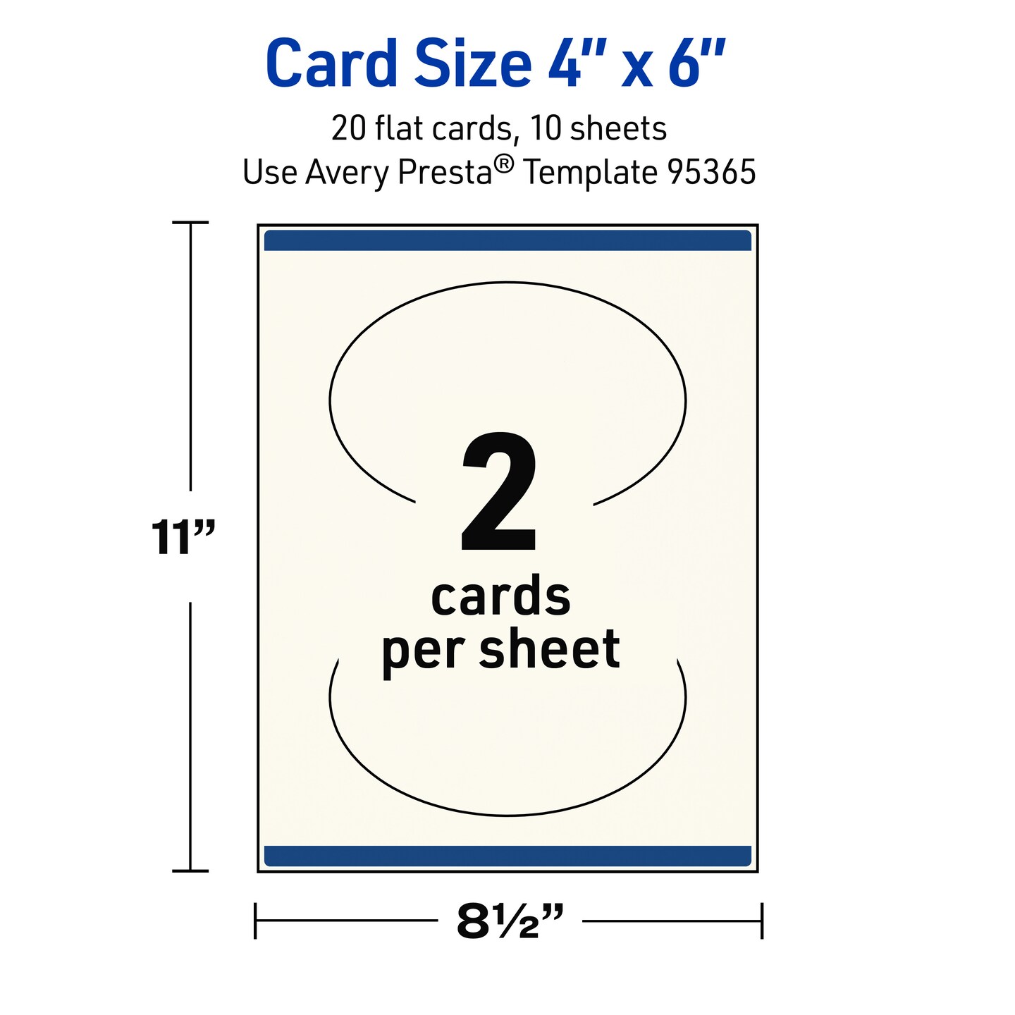 Avery Printable Oval Flat Cards, Sure Feed Technology, 4" x 6", Matte Ivory Cardstock, Print-to-The-Edge, Laser/Inkjet Printable, 20 Total, Great for Product Branding, Marketing, and More
