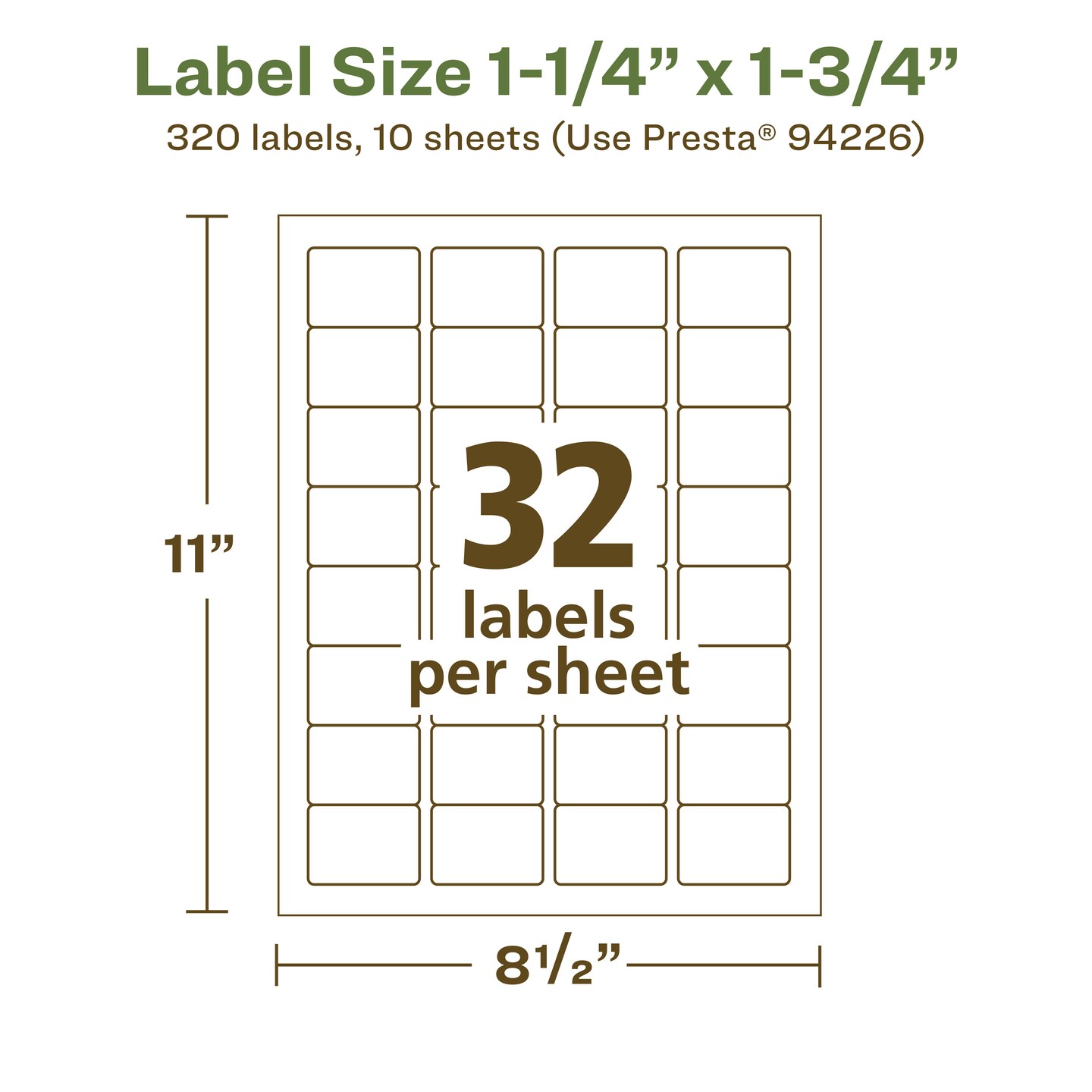 Avery Recycled Matte White Labels,  1-1/4&#x22; x 1-3/4&#x22; Rectangle