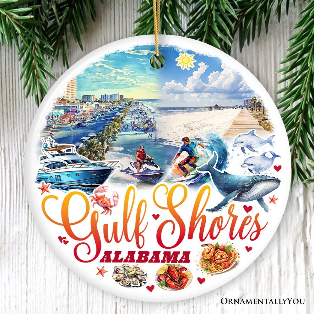 Gulf Shores Christmas Ornament, Alabama's Coastal Souvenir and Tree Decor
