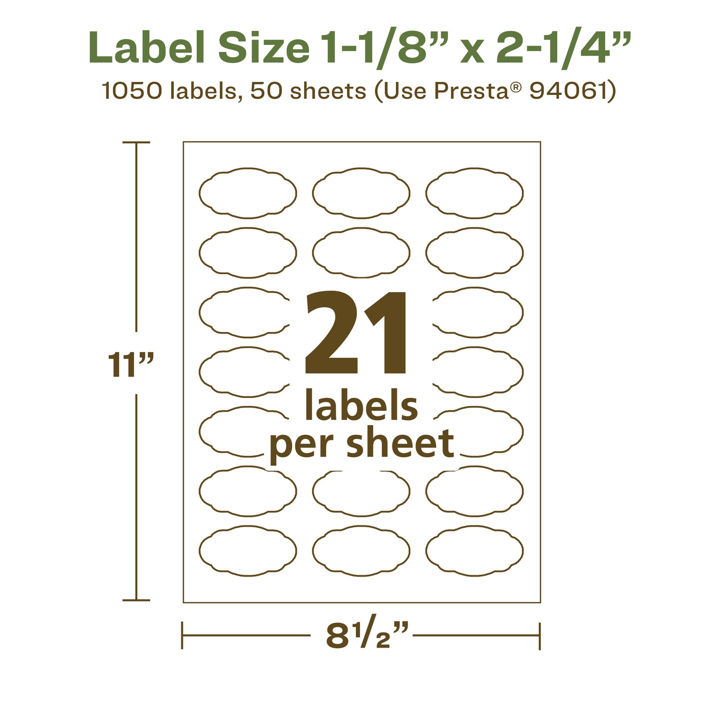 Avery Recycled Matte White Labels, 1-1/8" x 2-1/4" Oval Scalloped