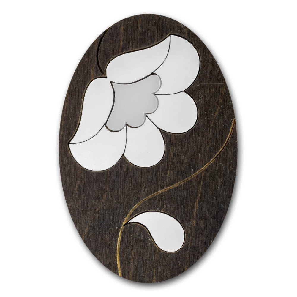 Magnetic Needle Case Oval &#x2013; &#x201C;Silver Flower&#x201D; FLZB(N)-188
