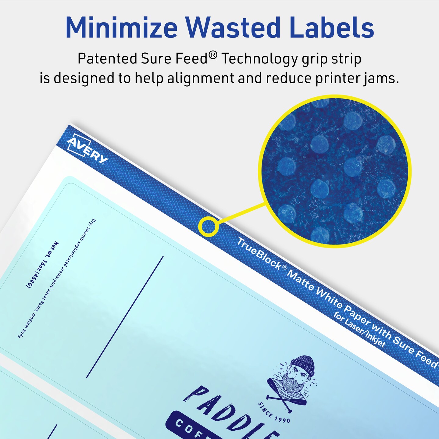 Avery TrueBlock Matte White Paper Labels, 2-1/4" x 7-3/4" Rectangle
