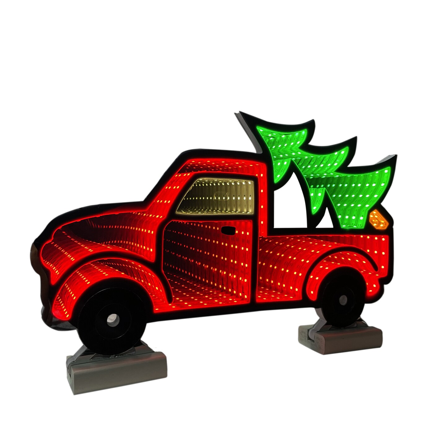 Universal Statues LED Lighted 3D Truck with Christmas Tree Infinity Mirror - 16"