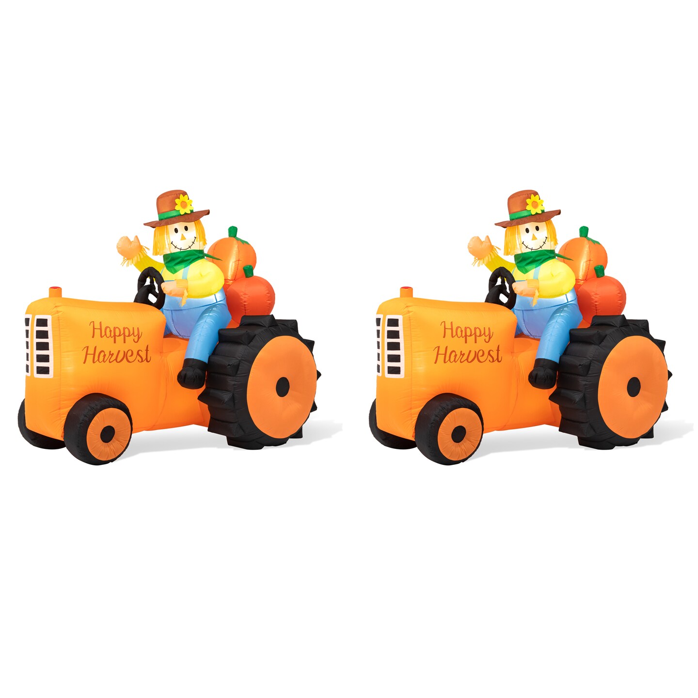 Set of 2 7ft Fall Lighted Inflatable Tractor Decor