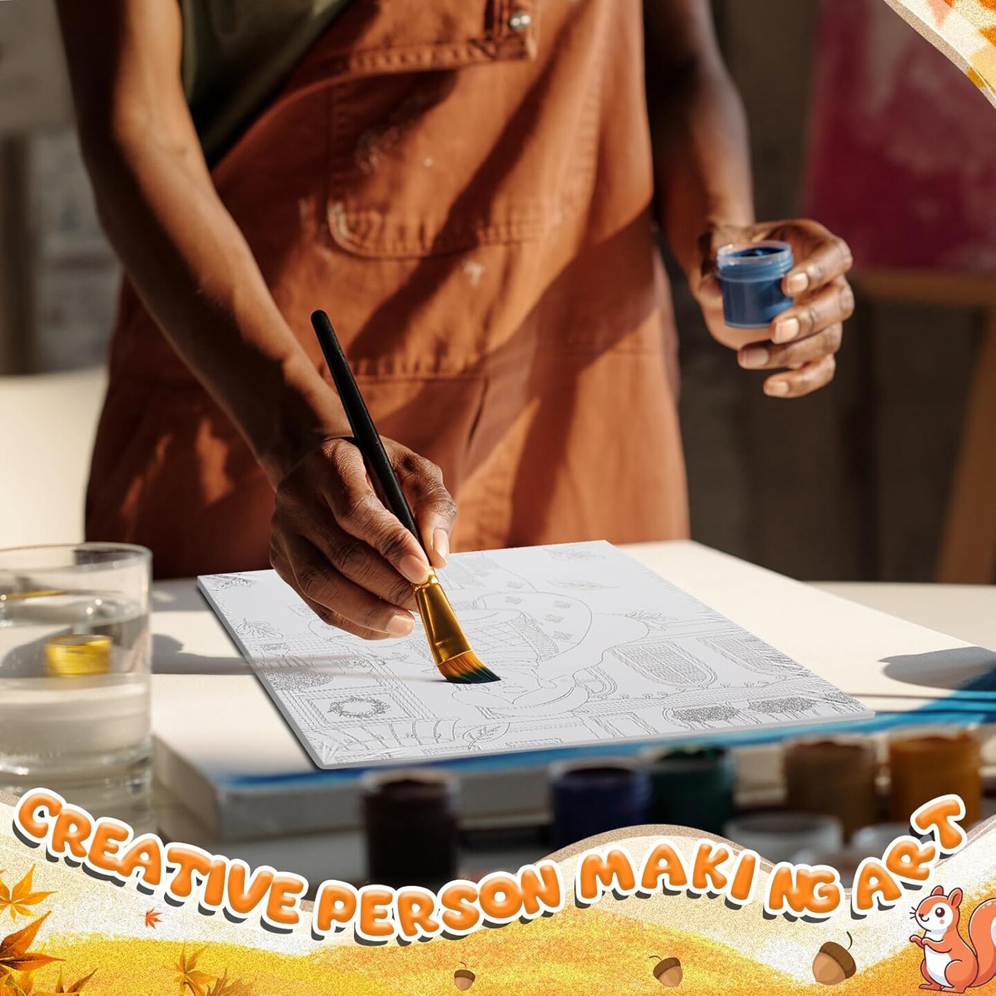 140 Pcs 20 Set Fall Pre Drawn Canvas Kit(Black, red, orange, white, coffee color)7.87 x 9.84 x 0.99 inches