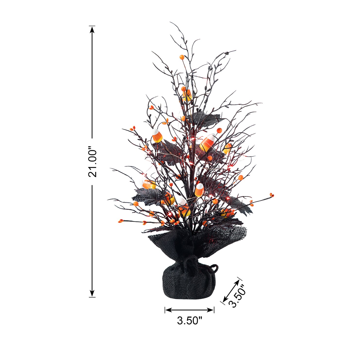 Set of 2 21&#x22;H Lighted Halloween Candy Corn Berries Table Tree
