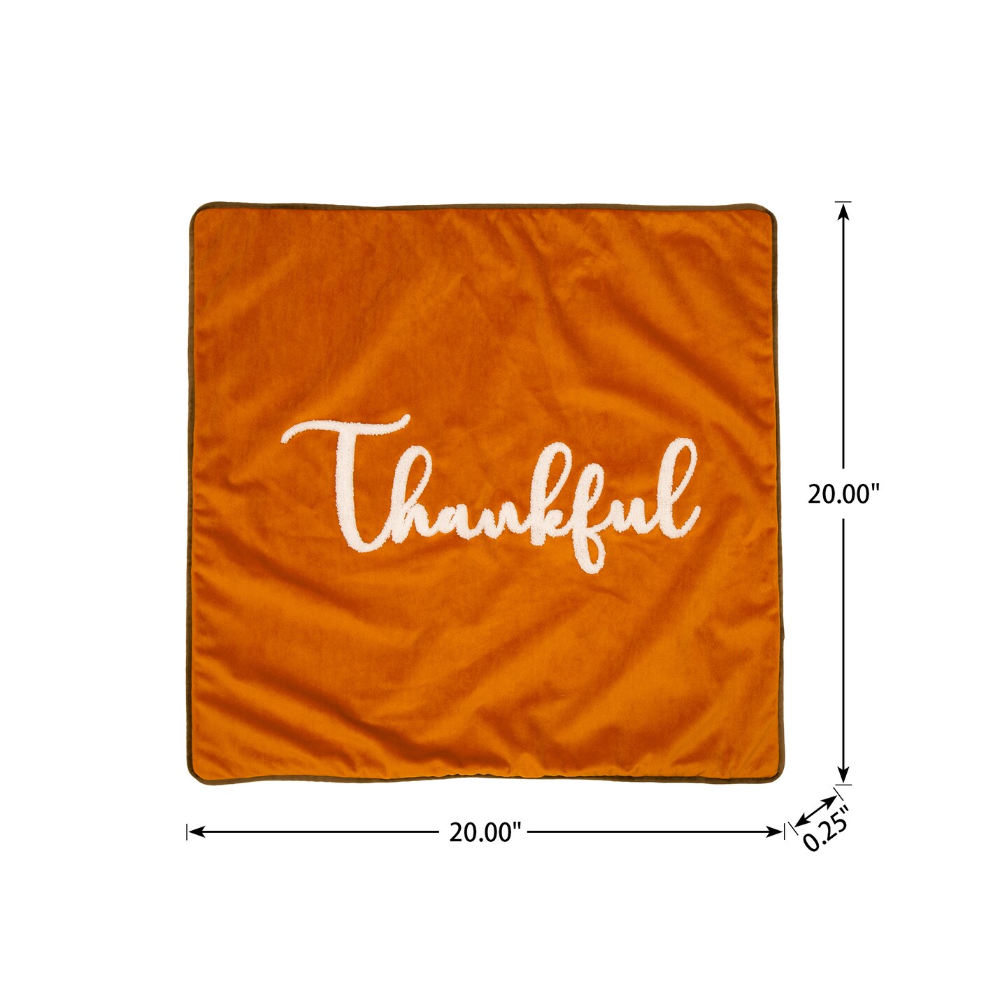 Set of 2 20&#x22;L*20&#x22;W Velvet Pillow Cover With &#x201C;Thankful&#x201D; Word