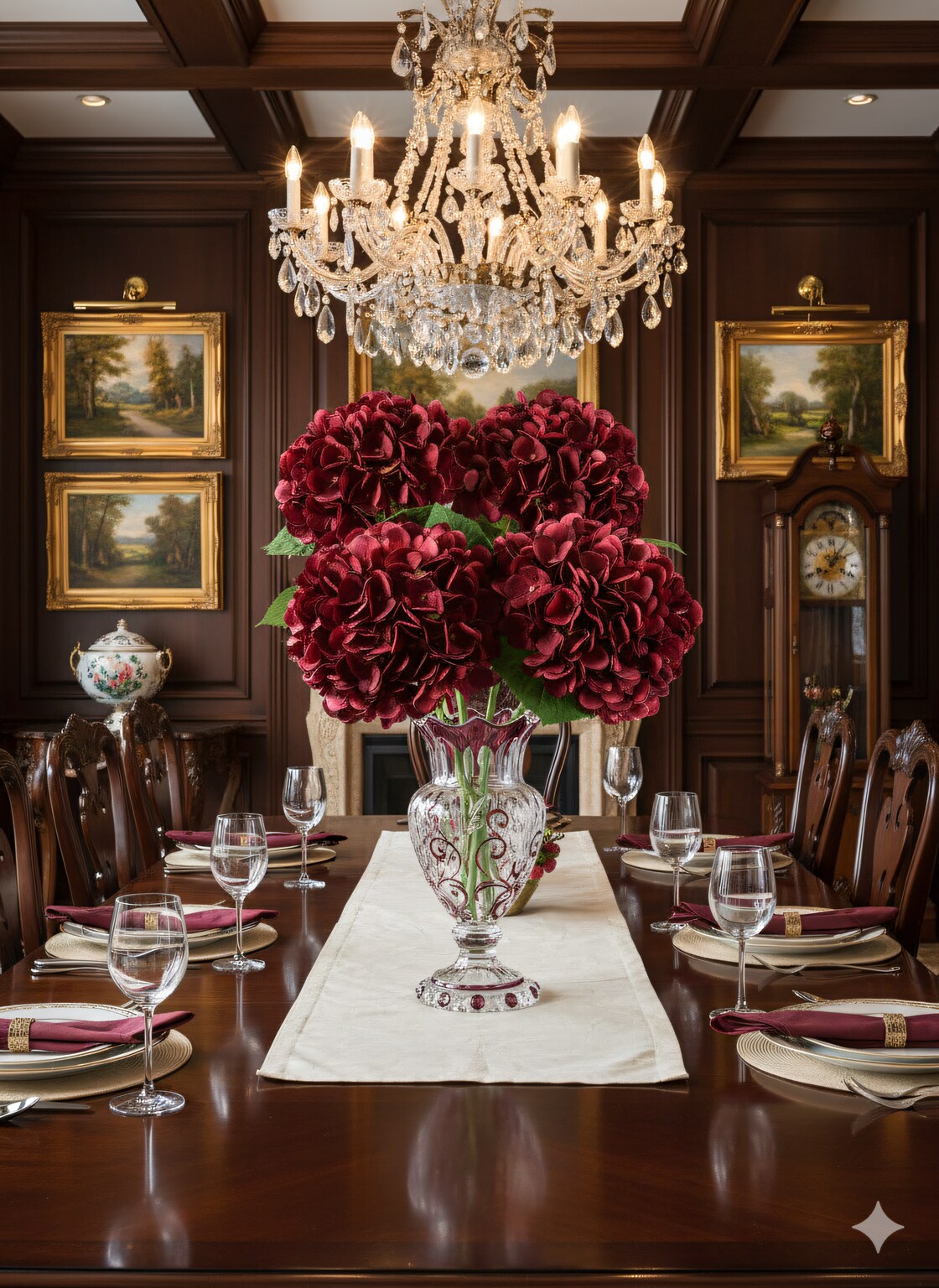 Elegant 18-Inch Burgundy Hydrangea Stem 2PC - 7-Inch Diameter - Perfect for Home Décor, Weddings, and Special Event Floral Arrangements