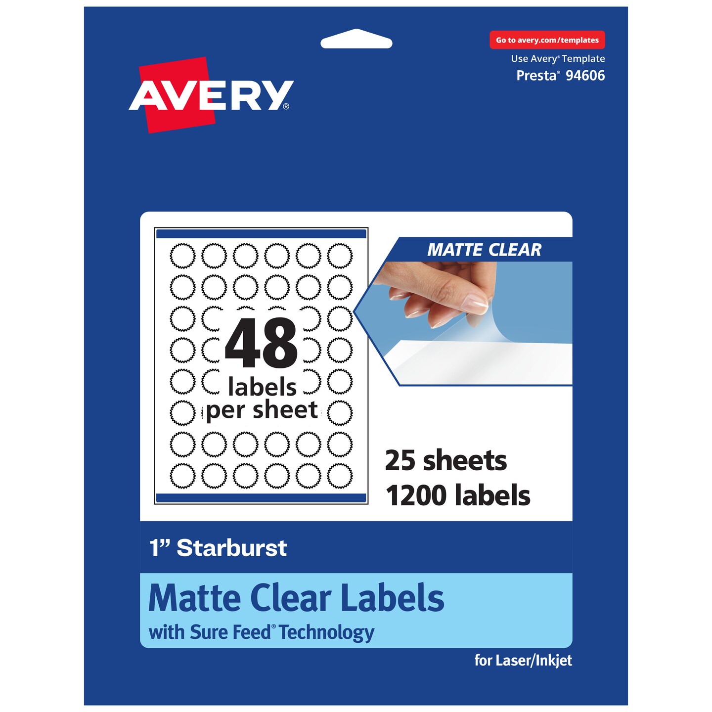 Avery Matte Clear Labels,  1&#x22; Starburst