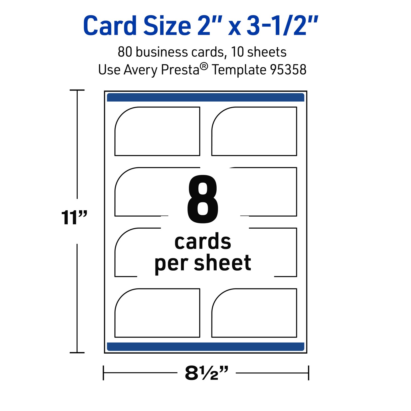 Avery Printable Single Rounded Corner Rectangle Business Cards, Sure Feed Technology, 2" x 3-1/2", Matte White Cardstock, Print-to-The-Edge, Laser/Inkjet Printable, 80 Total