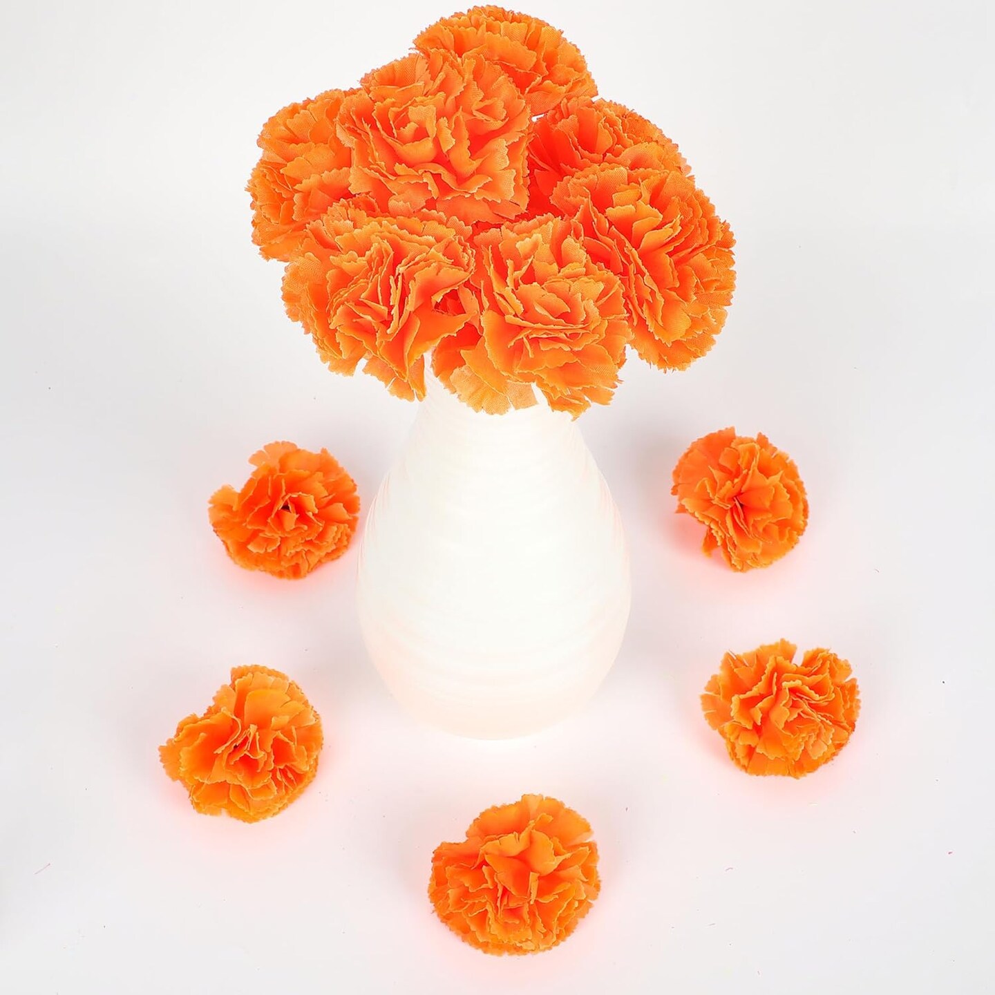 50PCS Artificial Marigold Flowers Heads Silk