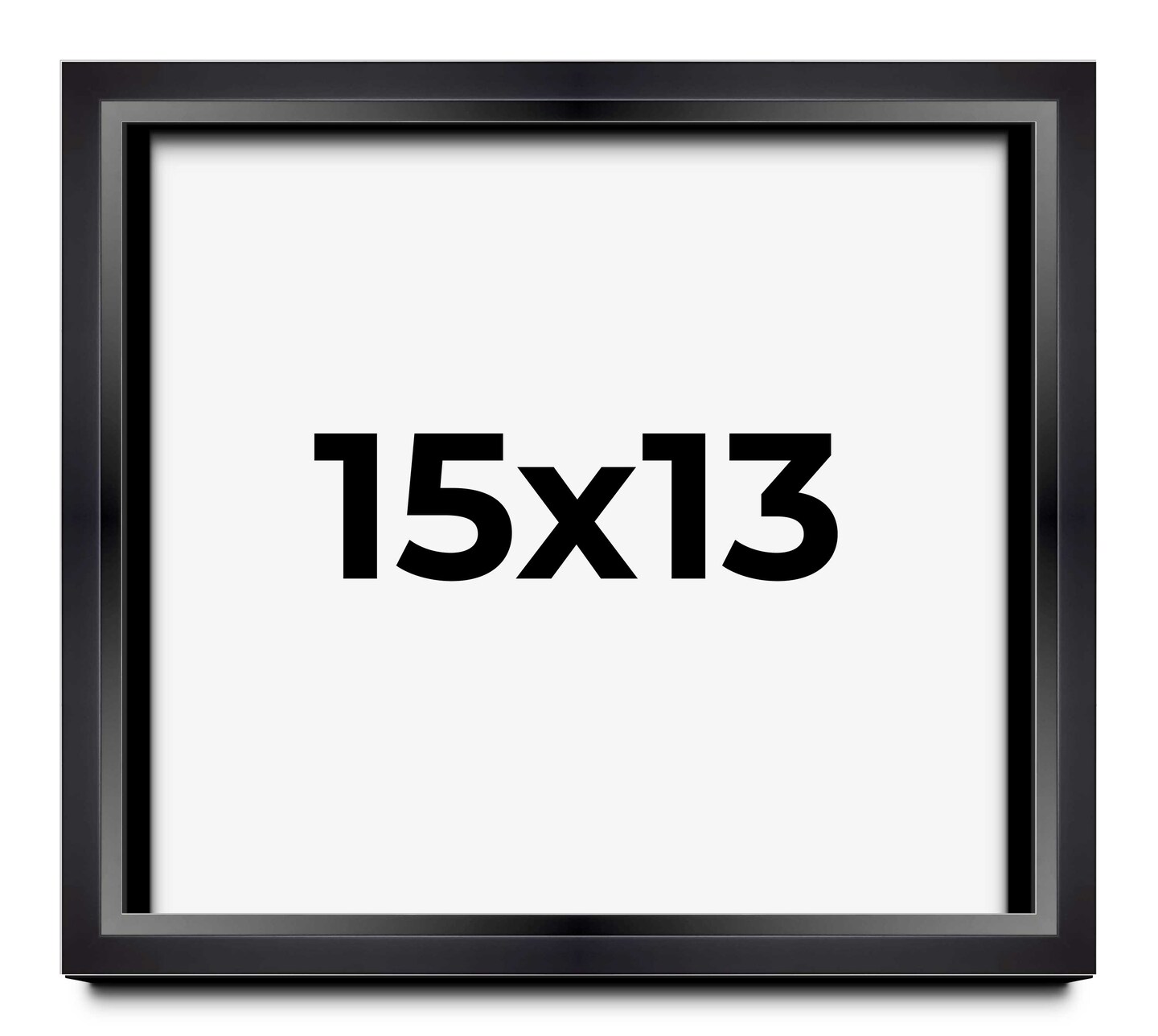 15x13 Modern Shadow Box 1.5" Depth Black Picture Frame - UV Acrylic, Backing, Hanging Hardware