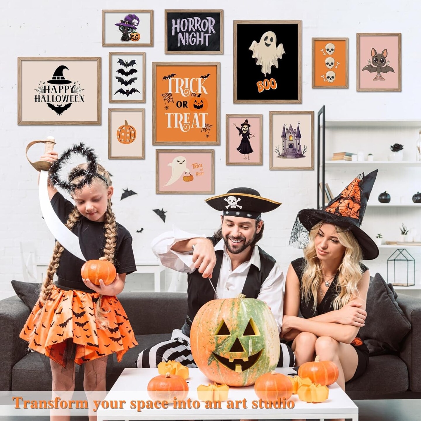 Halloween Wall Art&#x2013; 12 Pcs Halloween Room Decor&#x2013; Gothic Wall Decor Skeleton Posters Halloween Art Prints for Halloween Gallery Wall for Parties, Girls-Home Living Room Bedroom Decor (UNFRAMED)