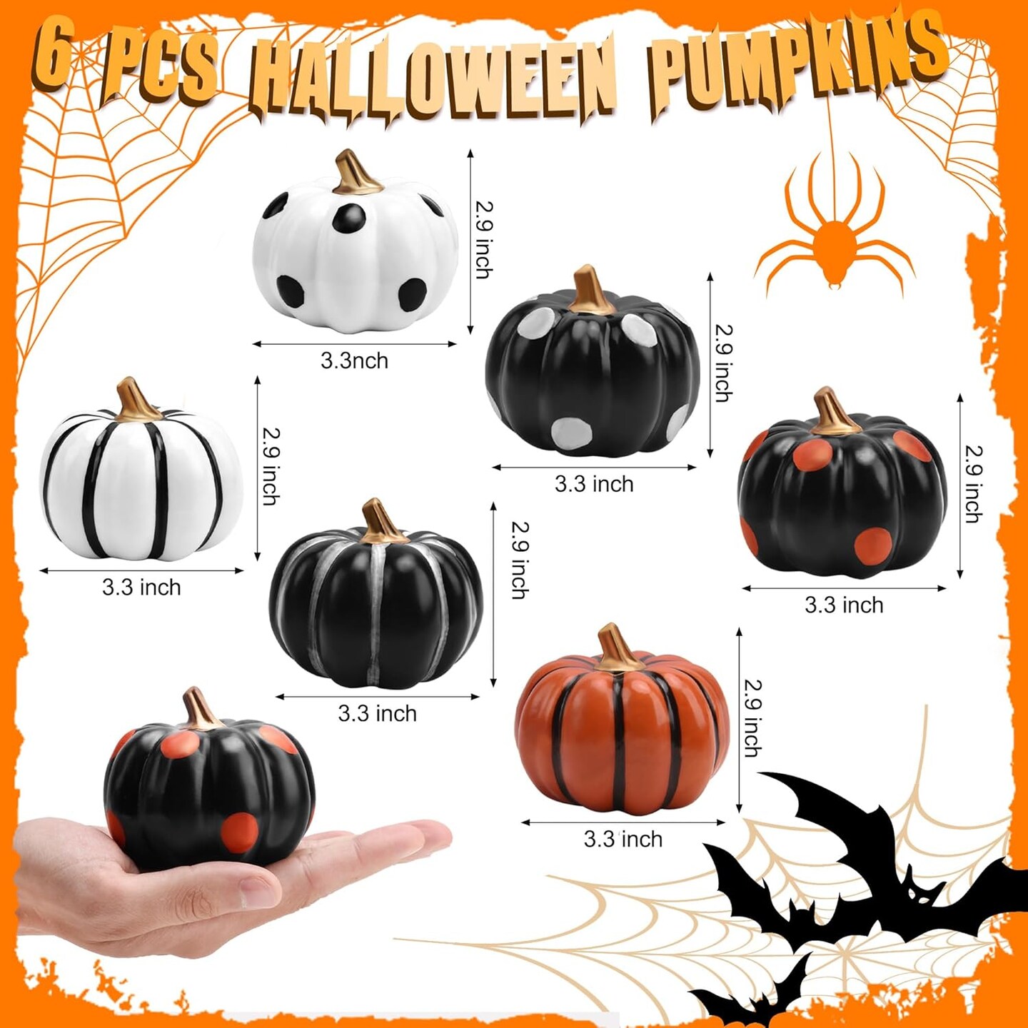 Pumpkin Decor - 6 pcs Artificial Pumpkins for Crafts Decorations for Autumn Home Halloween Decor