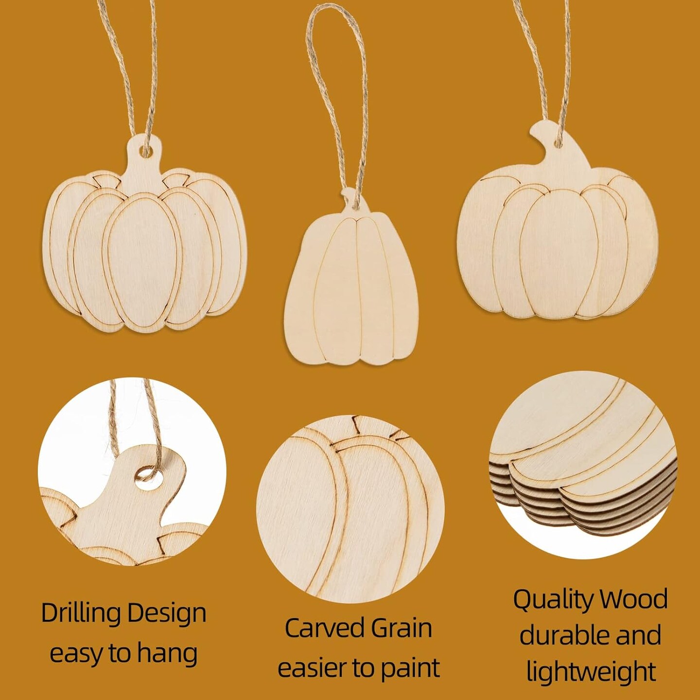 36Pcs Wooden Pumpkin Cutouts Crafts