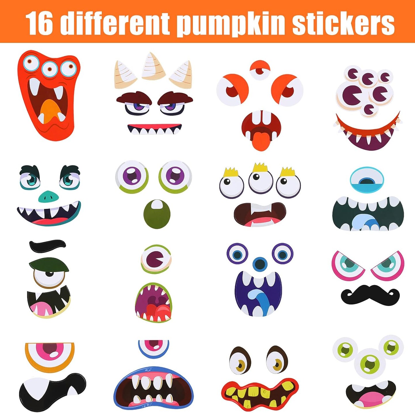 32 Pieces Halloween Foam Pumpkin Craft Kit and Pumpkin Foam Stickers Self Adhesive Halloween Stickers for Kid&#x27;s Halloween Party Crafts Decorations (Funny Style)