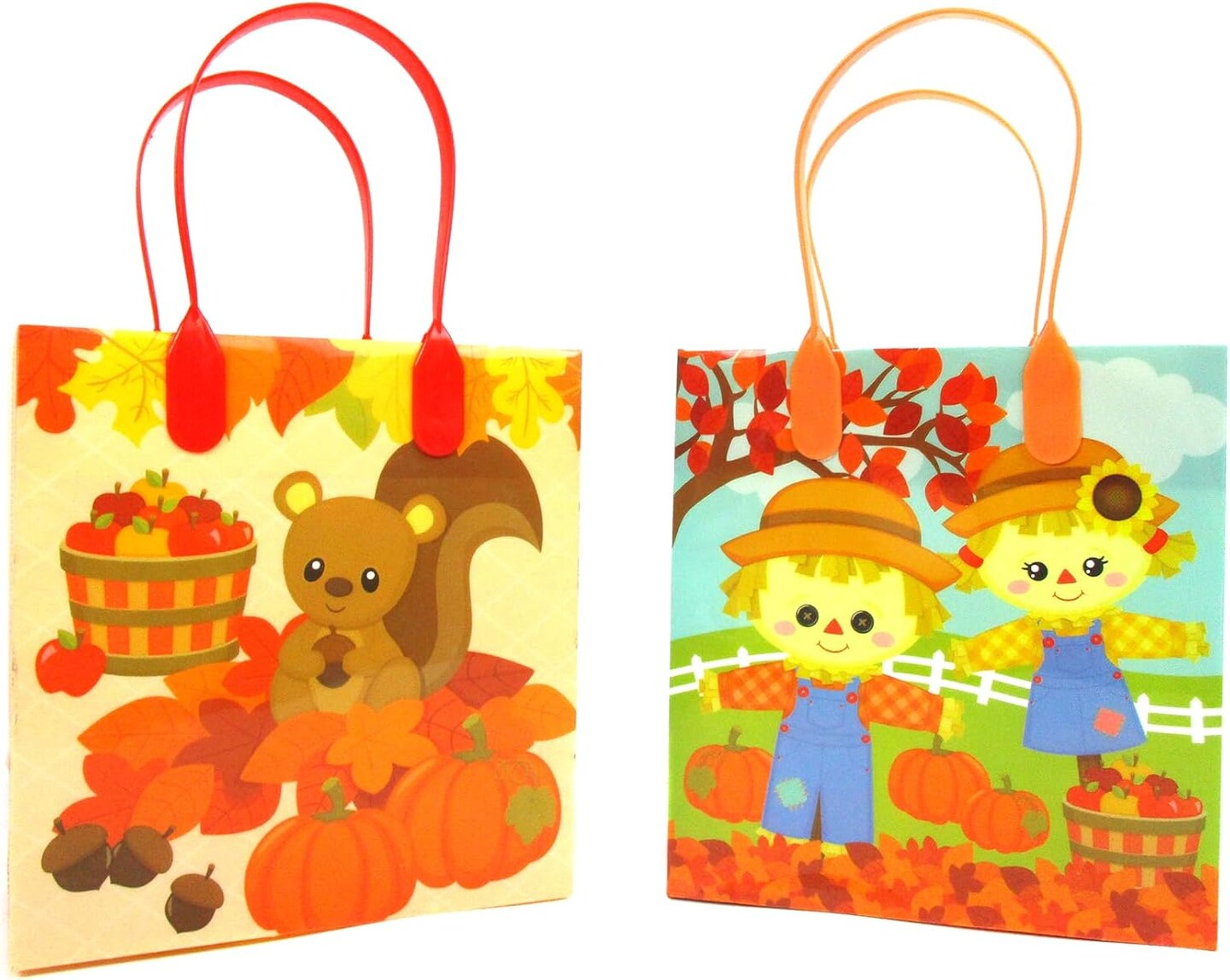 TINYMILLS Thanksgiving Fall Harvest Party Favor Treat Bags Goodie Bags with Handles for Thanksgiving Fall Harvest Party Pack of 12