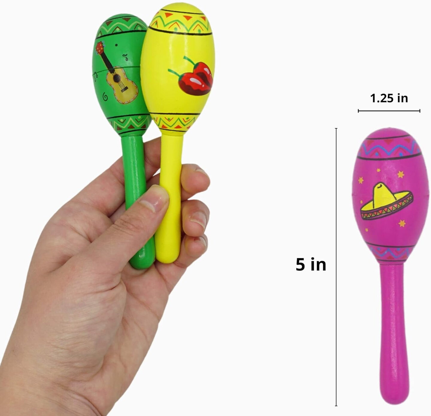 16 PCS Fiesta Maracas Party Favors for Kids &#x26; Adults Wooden - Cinco de Mayo Mexican Party Supplies, Fiesta Decoration, De Los Muertos Day of Dead
