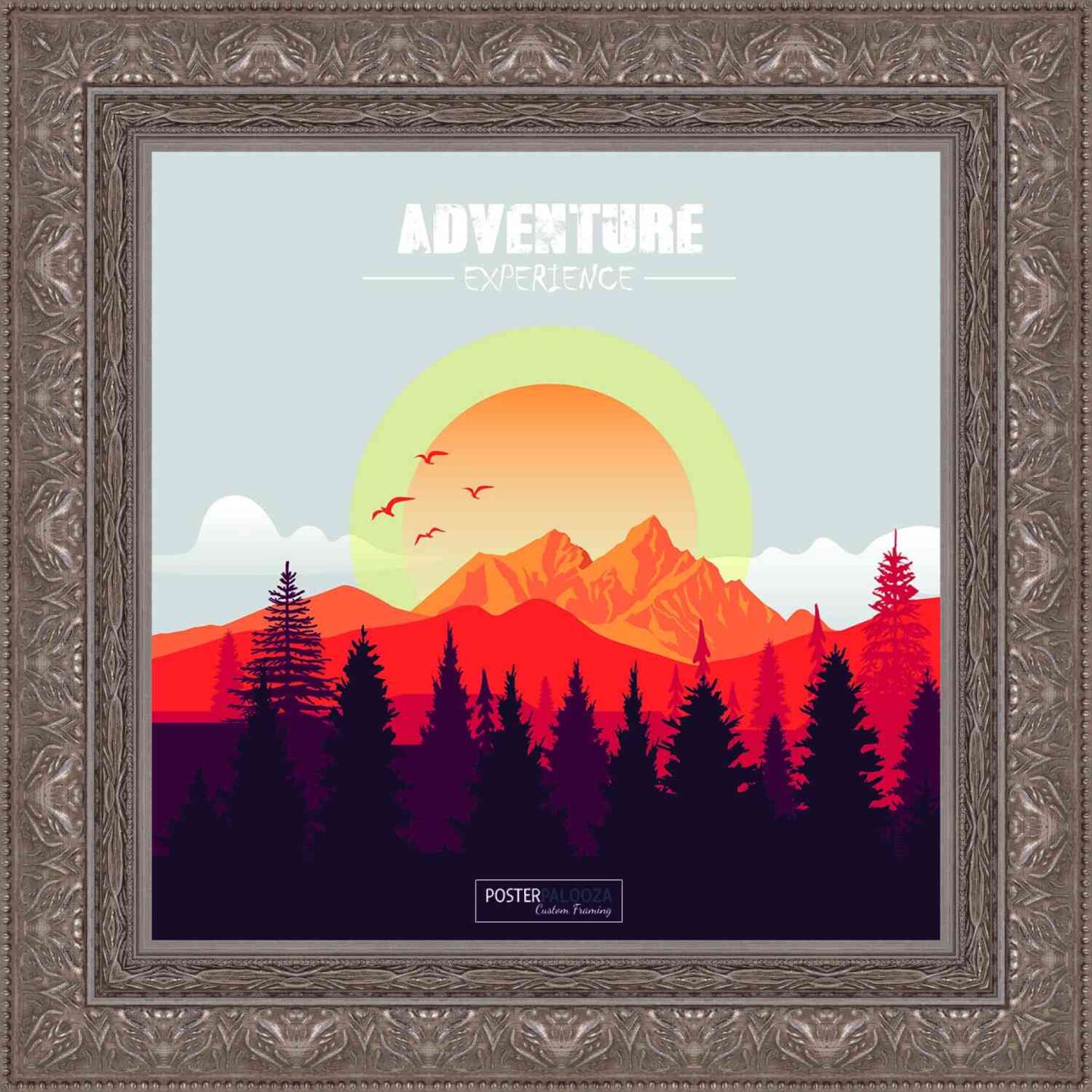 Square Museum Silver Picture Frame - UV Acrylic, Foam Board Backing, Hanging Hardware