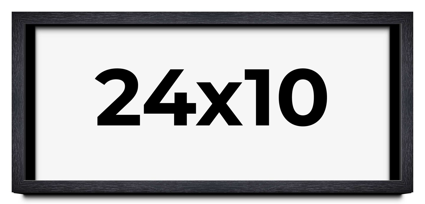 Panoramic Shadow Box 1" Depth Black Picture Frame - UV Acrylic, Backing, Hanging Hardware