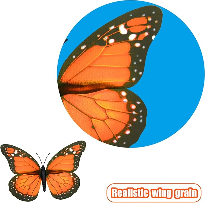 4.72&#x27;&#x27; Orange Premium Artificial Monarch Butterfly to Decorate for Craft, Home, Wall, Wedding, Party (12 Pcs)