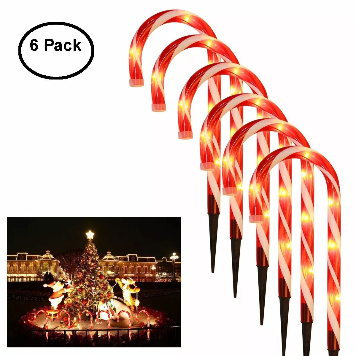 Kitcheniva 15&#x27;&#x27; Christmas Candy Cane Lights Stake Decor