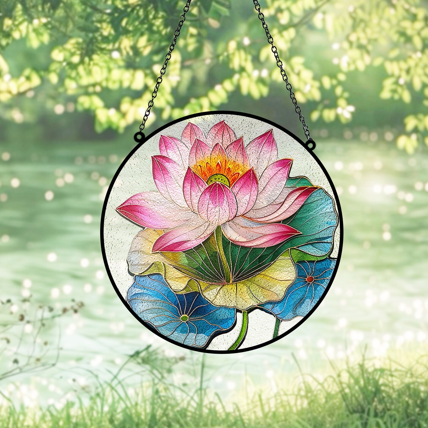 Lotus Flower Stained Glass Sun Catcher online