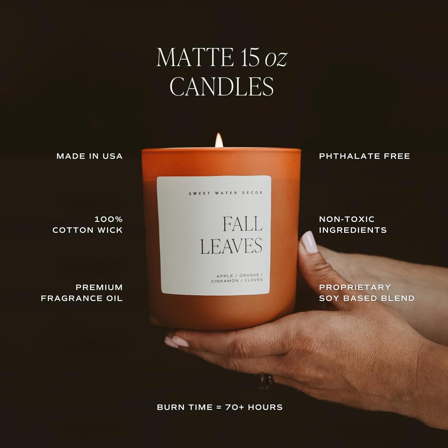 Soy Candle Wax with 70 Hour Burn Time - Soy Candles Non Toxic with Pumpkin Vanilla Spice & Pie Crust Scent - 100% Cotton Wick Pumpkin Candle - 15oz