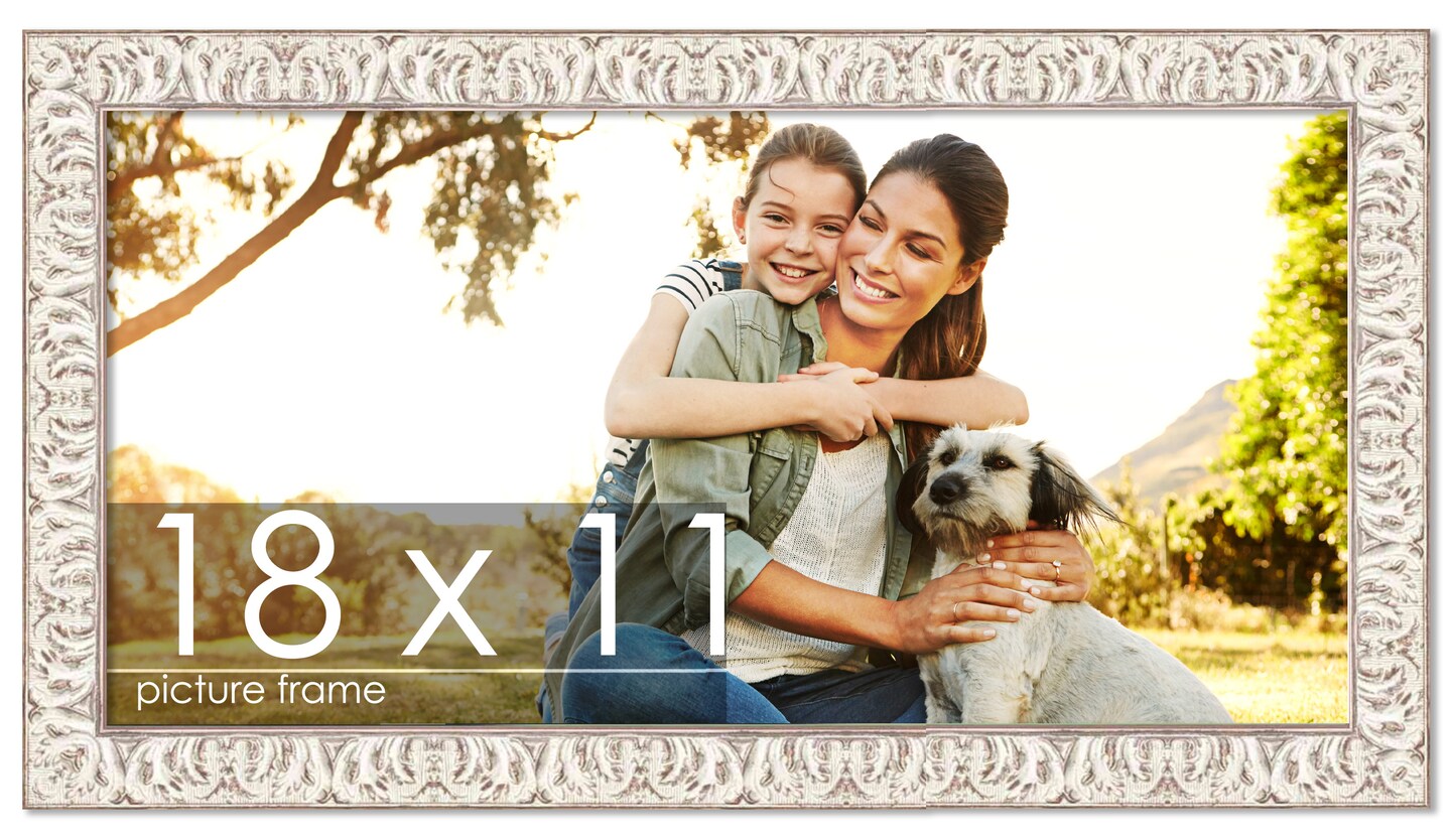 18x11 Refined White Picture Frame - UV Acrylic, Foam Board Backing