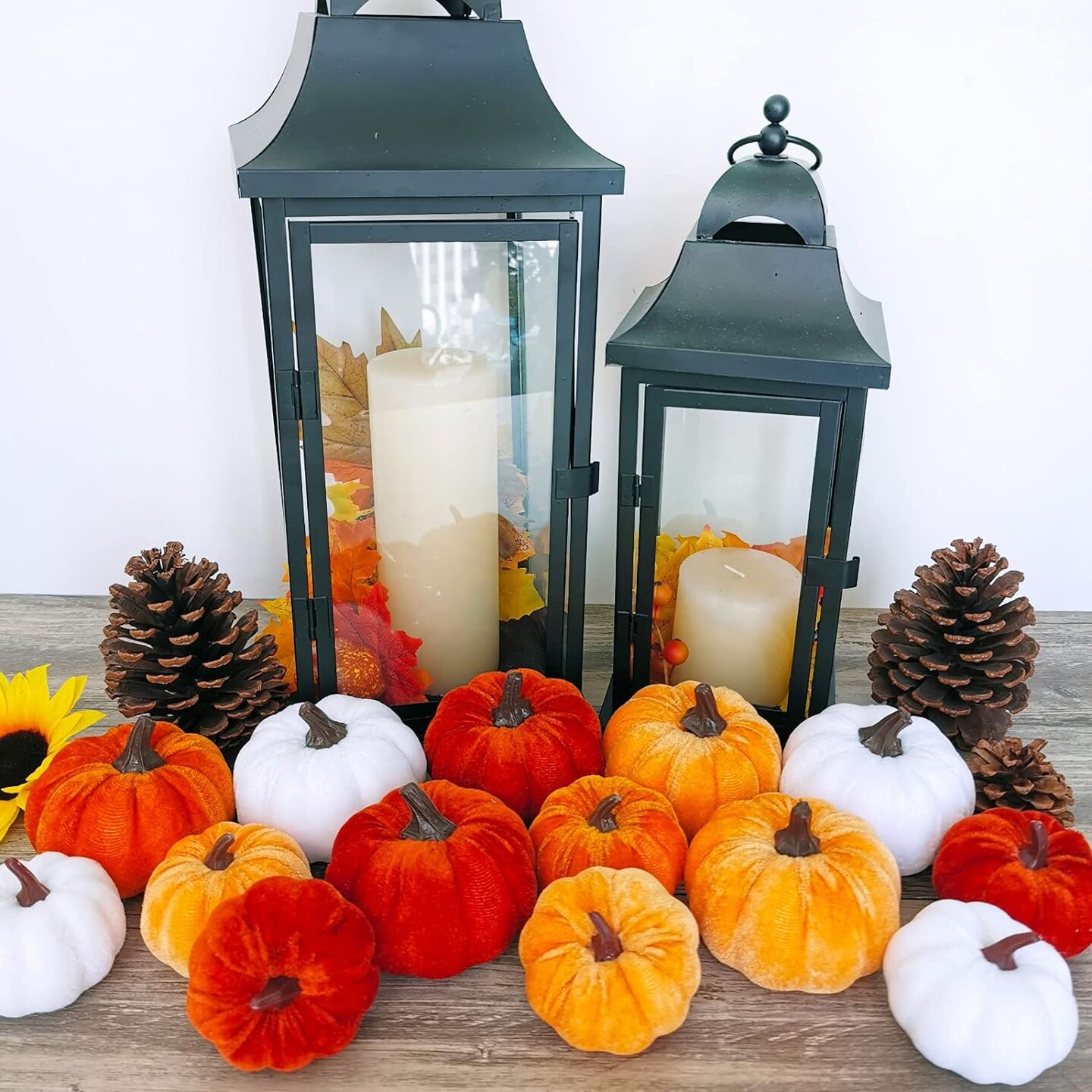 Set of 16 Assorted Faux Small Rustic Harvest Decorative Pumpkins