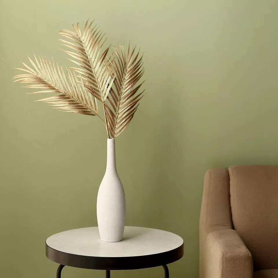 2 Gold 32&#x22; Metallic Artificial Palm Tropical Leaves Sprays Party Decorations