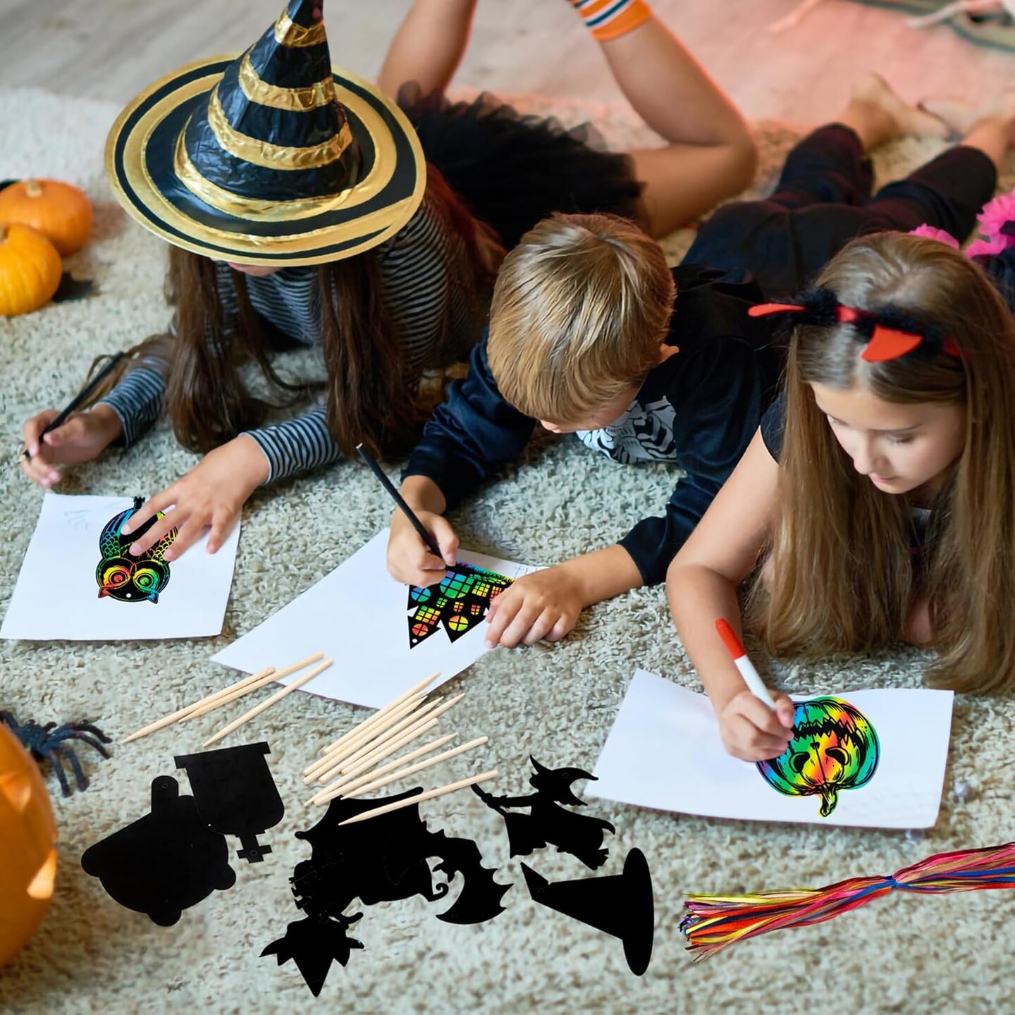 48 Pieces Halloween Scratch Art for Kids