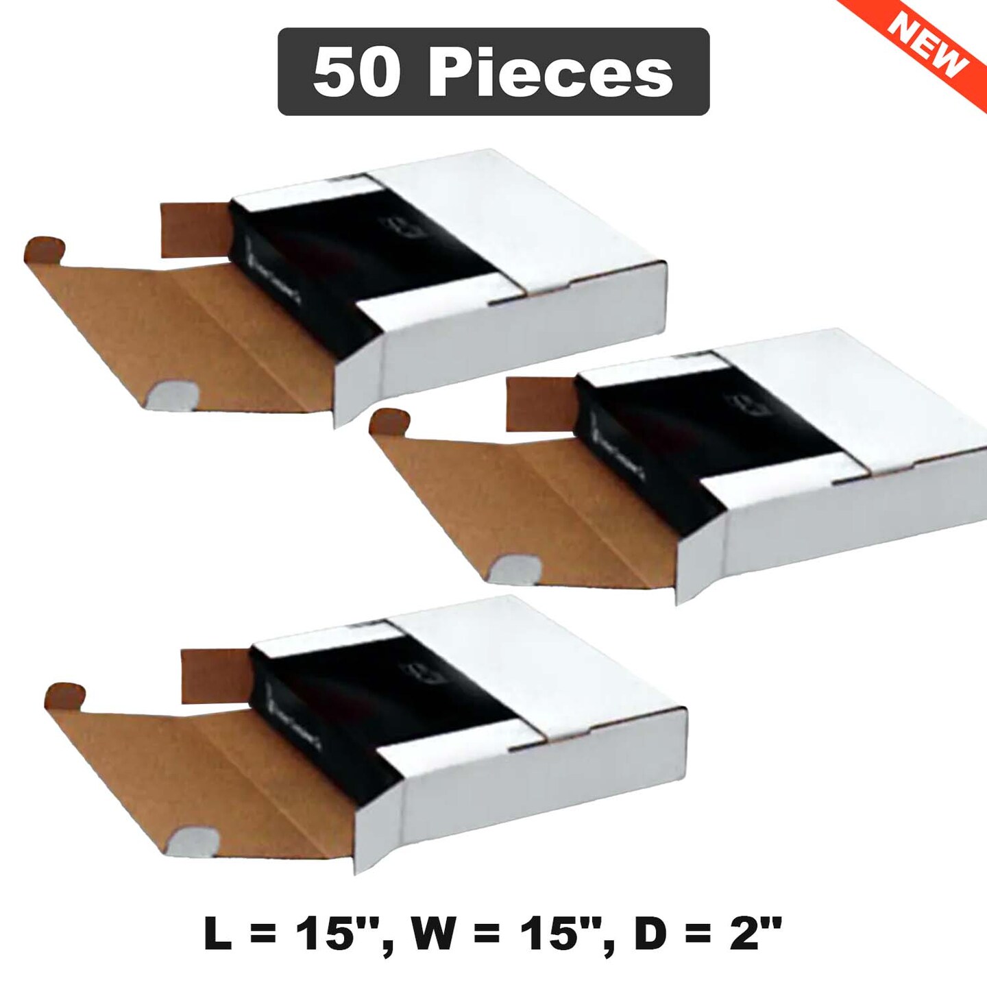 Large Square Shipping & Packing Boxes 15"Lx15"Wx2"D for Secure and Flat Packaging