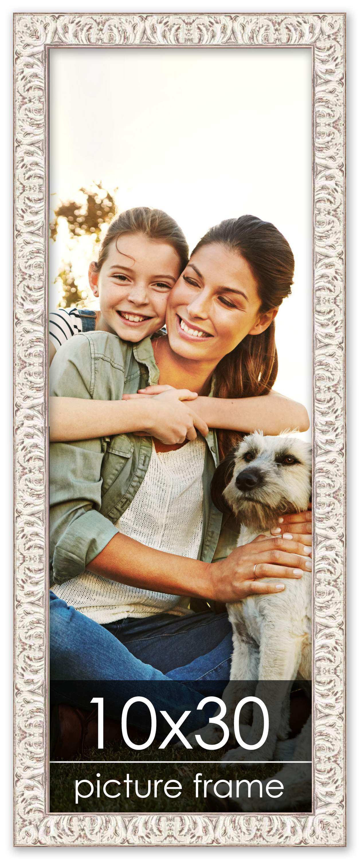 Panoramic Refined White Picture Frame - UV Acrylic, Foam Board Backing, Hanging Hardware