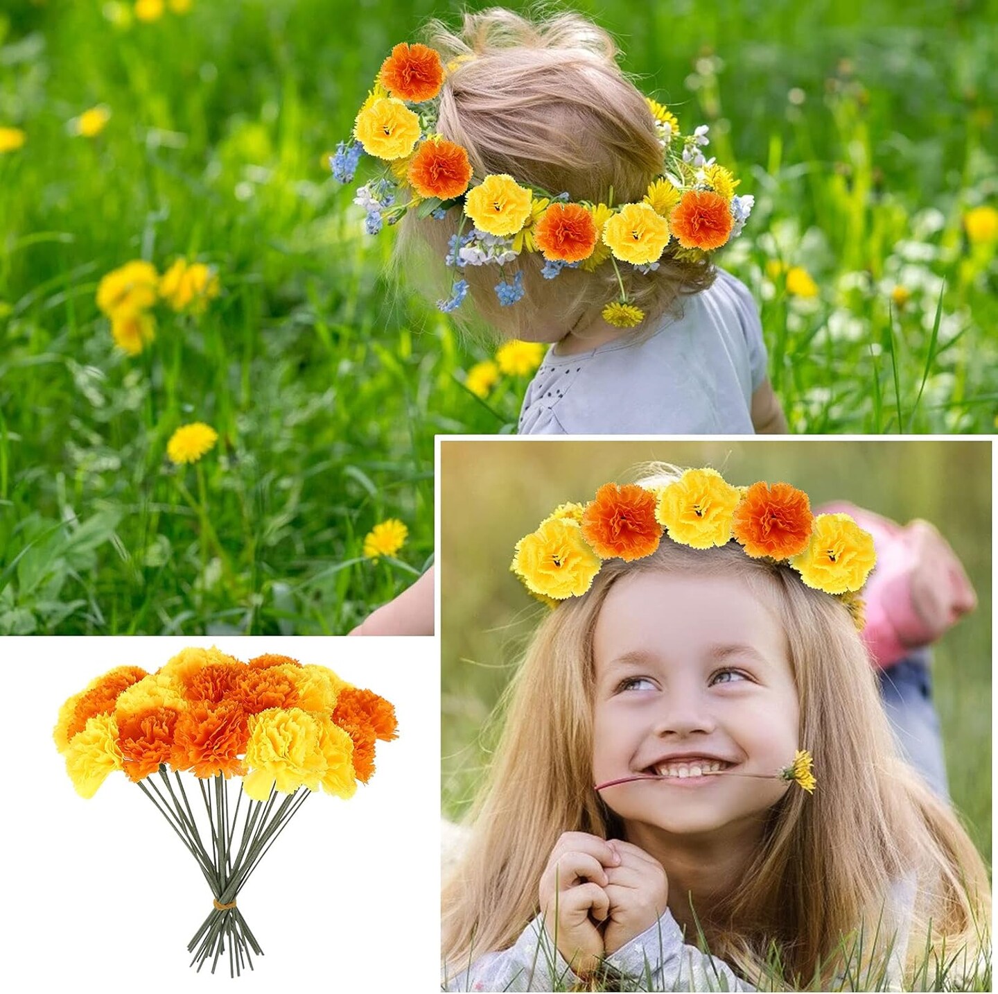 Artificial Marigold Flower Heads Bulk