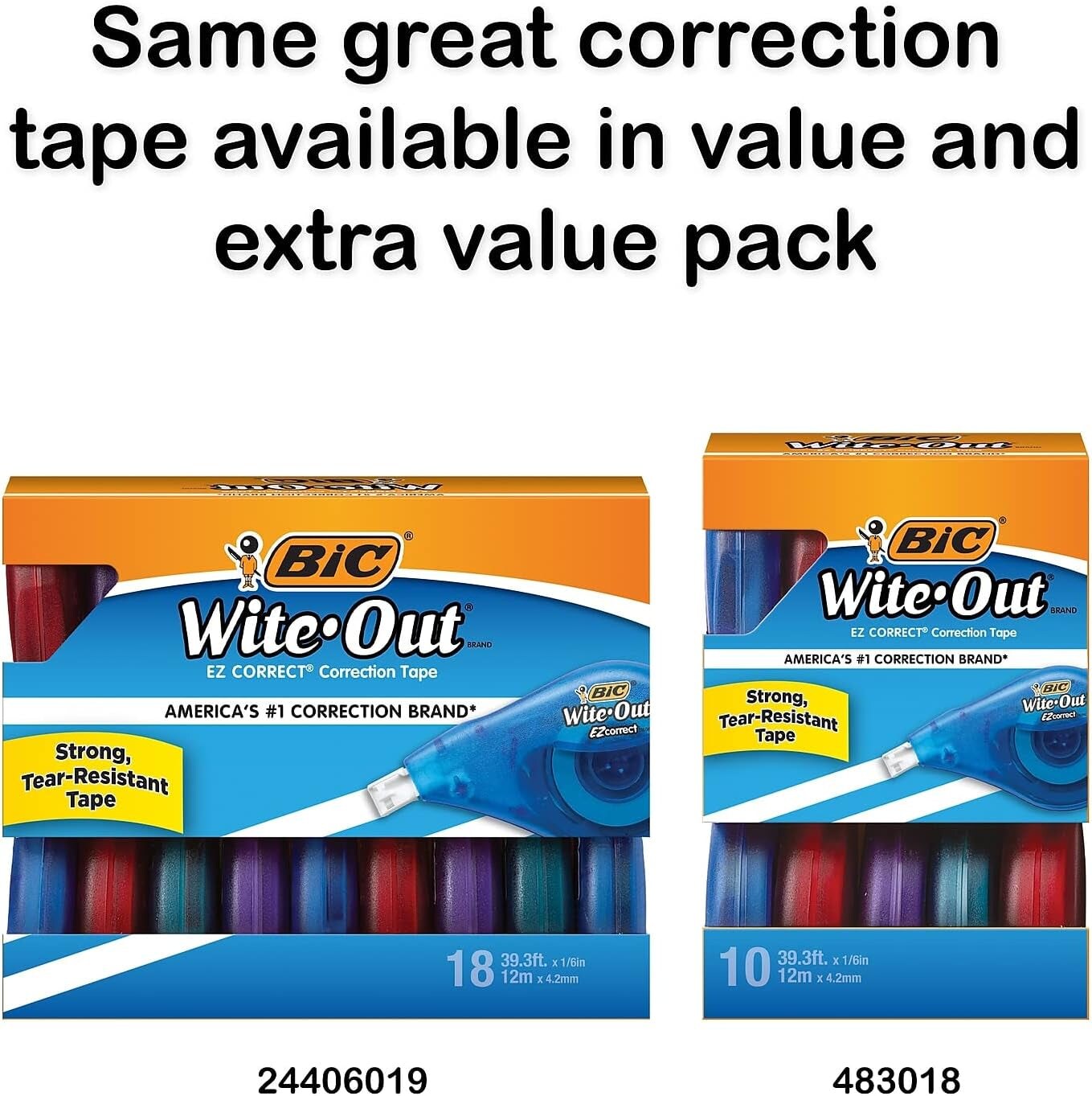 Wite-Out Brand EZ Correct Correction Tape, 39.3 Feet, 2-Count Pack of White Correction Tape, Fast, Clean and Easy to Use Tear-Resistant Tape Office or School Supplies